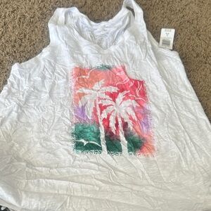 Torrid White Tank with Green and Pink Print